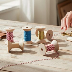 Carrete de reloj de arena, carrete de madera para hilo de cordel, carrete de madera grande, mini carrete de madera, carrete de hilo, bobina, suministros para manualidades de costura, juego de 25 para aulas