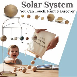 Wooden Solar System Model Kit Astronomy Education Toy Set Science Teacher Gift Idea Montessori Material Natural Wood Planet Collection Space