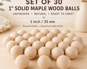 1 Inch Maple Wood Ball Sorting Game Waldorf Inspired Natural Ball Unpainted Ball Craft Ball Gnome Noses Montessori Toy Solid Ball Set of 30