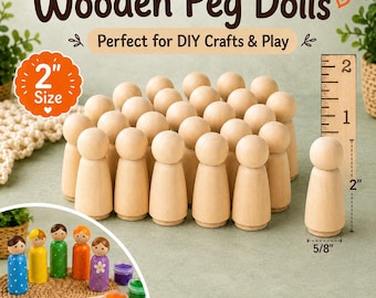 Wood Sister People Craft Supply Blank Wood Family Figures Waldorf People Wood Baby Girl Cake Toppers DIY Project Kids Woodcraft Set of 50