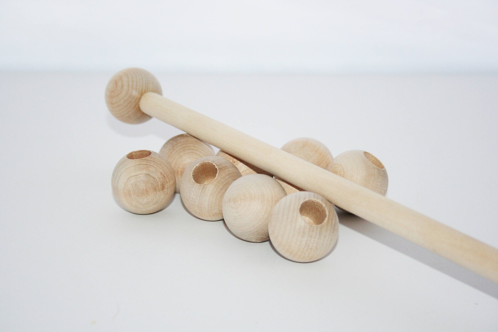 25 1 Ball with a 1/2 Hole Dowel End Caps Wood Etsy