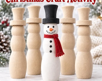 Wood Snowman Ornament Kids Snowman Paint Craft Supply Church Christmas Activity DIY Ornament Winter Decor Snowmen Paint Gift Eyelet Option