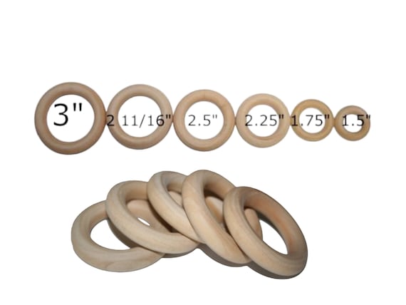 QTY 50 Wooden Rings in Various Sizes Ring Toss, Craft Ring, Silk