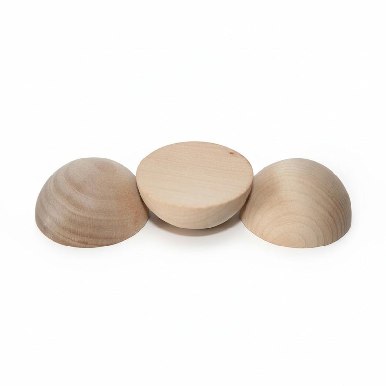 Craft Supply Wooden Half Ball Unfinished Wood Blank Round Dome Shape Natural Maple Material DIY Project Component Wreath Making Element Home Decoration Piece Creative Crafting Supply Multiple Size Options Painting Ready Surface Rustic Wood