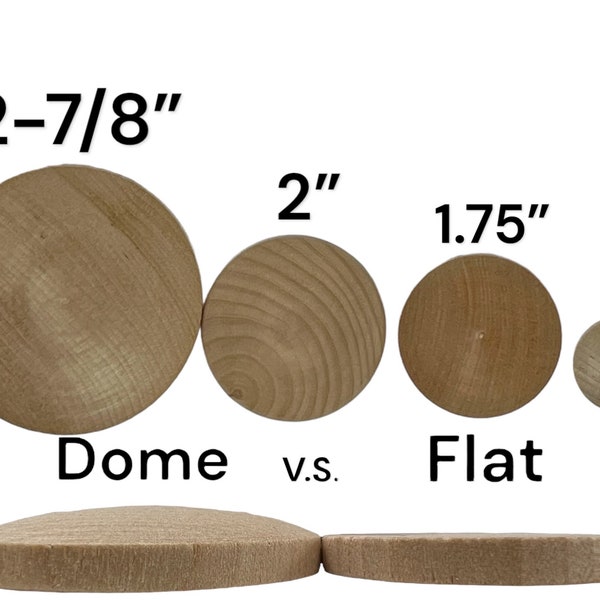 QTY 10- Wooden Round Domed Circles- Craft Wood Circles, Domed Circles, Wood Disc Unfinished Wood Circle- Various Sizes- Choose Your Size