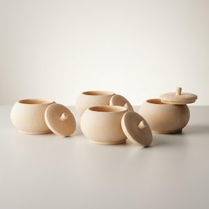 Wooden Tooth Box Small Treasure Container Storage Ring Holder Tiny Keepsake Natural Wood Jar Unfinished Craft Project Pretend Play Kitchen