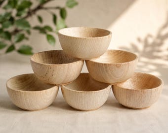 Wood Bowls Kitchen Accessories Toy Kitchen Kids Wood Toys Jewelry Bowl Pretend Play Condiment Bowl Spice Bowl Montessori Toy Set of 30