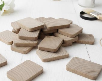 Set of 100 Wood Rectangle Craft Blank Unfinished Wood Pieces Jewelry Making Supplies Rounded Edge Design Rectangle Shape DIY Project