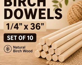 1/4 Inch Wood Dowel Rod Cake Support Stick Craft Project Supply Set of 10 Birch Craft Flag Pole Photo Prop Stick Macrame Natural Wood Diy