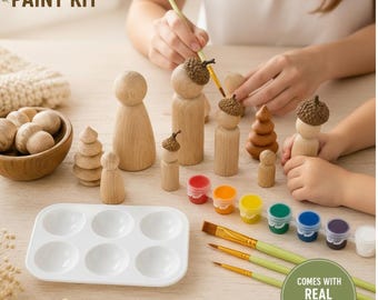 Kids Painting Activity Wood Peg Kit Set Creative Activity Craft Project Family Fun Educational Toy Homeschool Activity Kids Birthday Gift