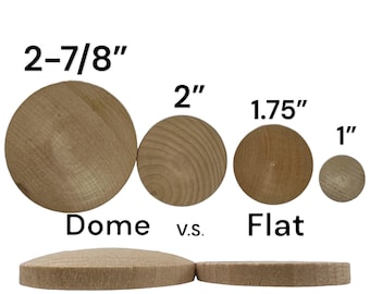 QTY 50- Wood Round Domed Circles in Various Sizes, Craft Wood Circles, Domed Circles, Wood Disc Unfinished Wood Circle- You Choose Your Size