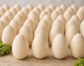 Wood Eggs Natural Easter Pretend Play Toy DIY Paint Decor Easter Tree Kids Montessori Craft Holiday Decoration Spring Home Decor Easter Gift