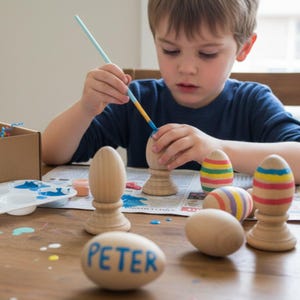 DIY Craft Kit Painting Wooden Egg Decorating Activity Child Art Project Creative Kid Gift Eco Friendly Sustainable Birthday Gift Unisex image 17