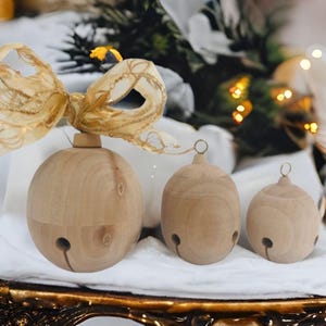 Jingle Bell Ornament Wood Paint Yourself Baby First Ornament Waldorf Gift Stocking Stuffer Christmas Bell Bell Decor DIY Kids Craft