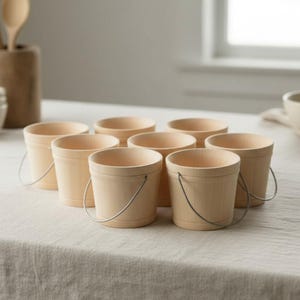Mini Wooden Bucket Wedding Favor Diy Project Supply Kit Craft Container Rustic Decor Party Decoration Item Set Wire Handle Pail Miniature
