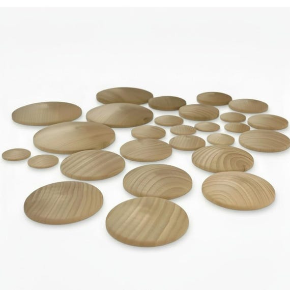 Wood Round Domed Circles Craft Wood Circles Jewelry Supplies Wood Disc Cutout Circle Board Games Pieces DIY Home Decor Wood Toy Set of 50