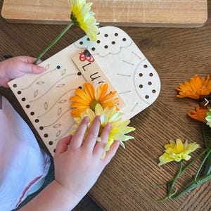 QTD 1 - Tábua de madeira natural, tábua para colher flores, brincadeira sensorial, atividade ao ar livre, caminhada infantil ao ar livre, diversão ao ar livre, brinquedo Montessori, aniversário