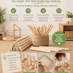 1.5 Inch Maple Wood Dowel Rod Thick Wood Pole Flag Stick DIY Craft Wood Peg Hardwood Cylinder Solid Curtain Rod Wood Dowel Home Decor image 13