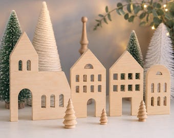 Wood House Cutout Gingerbread Houses Christmas Holiday Craft Wood Gingerbread House Decor DIY Gingerbread House Craft Wood Houses Kids Craft