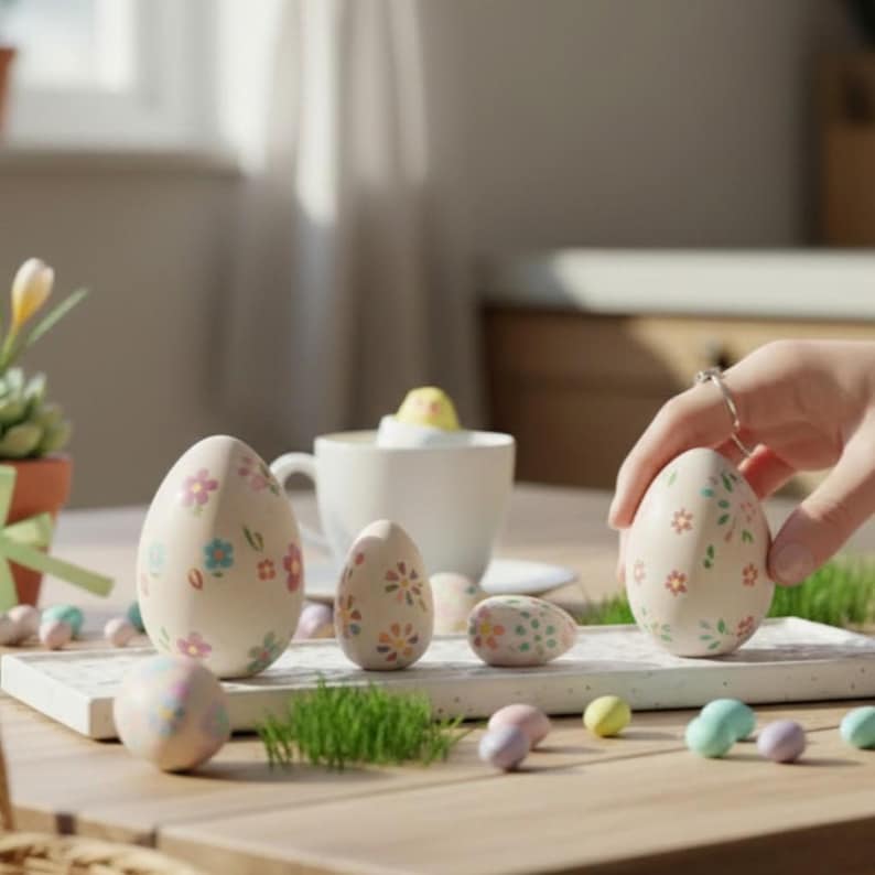 Natural Wood Egg Toy Kitchen Play Set Pretend Food Collection Easter Activity Kit Child Imaginative Play Wooden Toy Design Durable Construction Maple Material Quality Easter Decoration Idea Creative Play Option Montessori Learning Tool