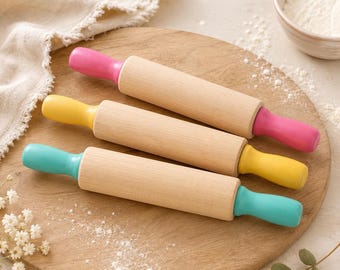 Birthday Party Favor Mini Rolling Pin Set Baking Tool for Kids Miniature Kitchen Accessory Classroom Supplies Play Dough Rolling Pin