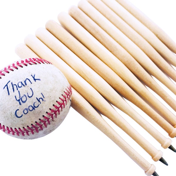 Qty 10- Baseball Pens 8" long x 5/8" thick, Coach Gift, Party Favor Bat, Baseball Favor, Team Gifts, Baseball Team Party, Kids Baseball Gift