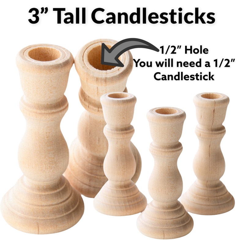 QTY 1 Candlestick Holders Unfinished, DIY Wedding Accents, Home Decor, Cake Tier Spacer, Wedding Decor, Candle Holders, Wood Candlestick 3" x 1-3/8" base inches