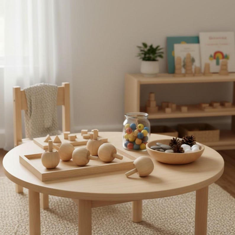 Wooden Spin Top Traditional Toy Montessori Play Sensory Item Birthday Gift Stocking Stuffer Party Favor Handcrafted Wood Maple Material image 10