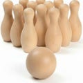 Miniature Bowling Set Wooden Toy Tabletop Bowling Pin Kit Natural Wood Craft Ready Game Piece Desk Bowling Indoor Activity Montessori