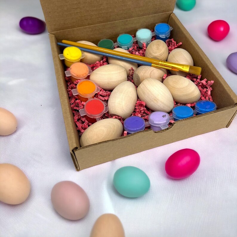 Wooden Egg Painting Kit Easter Activity Set Creative Children Project Holiday Craft Supplies Sustainable Materials Reusable Decoration Educational Art Development Fine Motor Skills Eco Friendly Design Spring Celebration Family Tradition