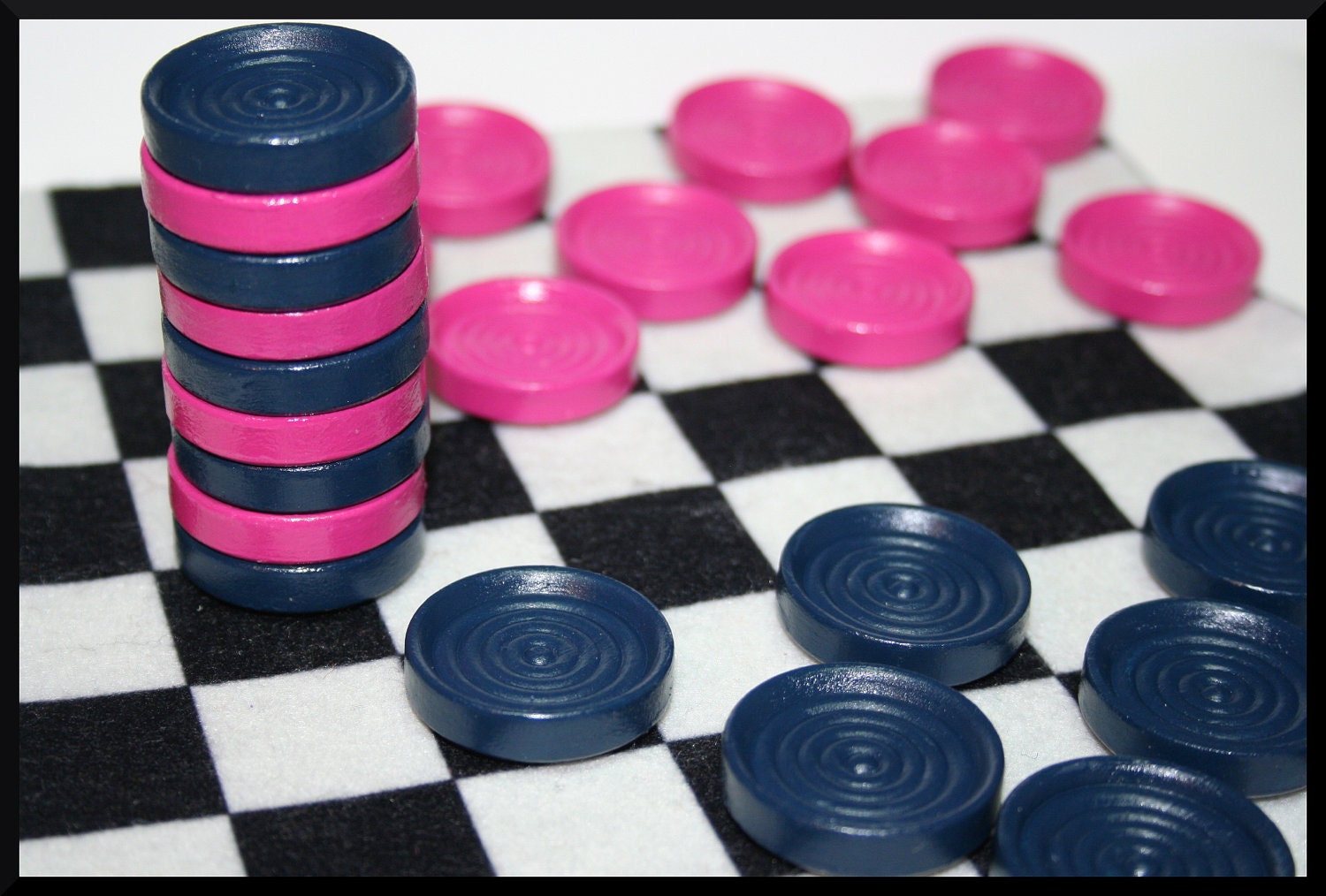 Hand Painted Checkers Game Pieces Checkers Stackable Checker Etsy