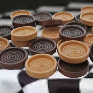 QTY 26 Checkers Game Pieces Walnut and Clear Coat, 1-1/4 Wide Checkers Game, Game Pieces, Wood Game Pieces, Backgammon, Stocking Stuffer image 10