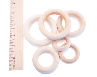 QTY 1- Rings Natural Wood, Wood Ring Craft, Ring Toss, Silk Streamers, Baby Ring, Wood Toys, Wood Napkin Rings, Ring For Mobile,Natural Ring