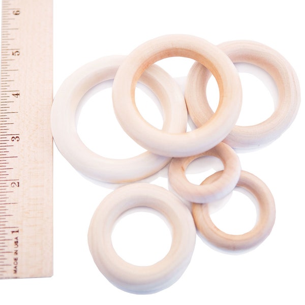 QTY 1- Rings Natural Wood, Wood Ring Craft, Ring Toss, Silk Streamers, Baby Ring, Wood Toys, Wood Napkin Rings, Ring For Mobile,Natural Ring
