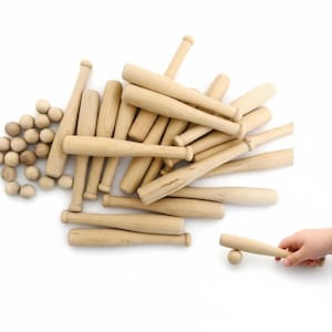 Mini Baseball Bats and Wood Balls Tiny Wood Bat Small Baseball Bat Baseball Party Favors Boys Birthday Decor Sports Gift Cake Toppers