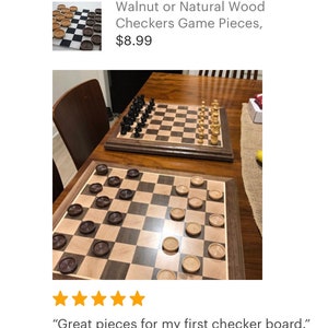 QTY 26 Checkers Game Pieces Walnut and Clear Coat, 1-1/4 Wide Checkers Game, Game Pieces, Wood Game Pieces, Backgammon, Stocking Stuffer image 8