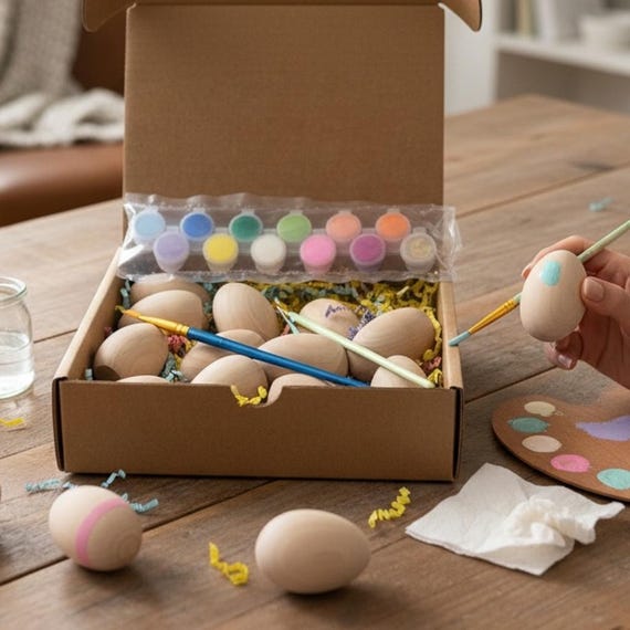 DIY Craft Kit Painting Wooden Egg Decorating Activity Child Art Project Creative Kid Gift Eco Friendly Sustainable Birthday Gift Unisex