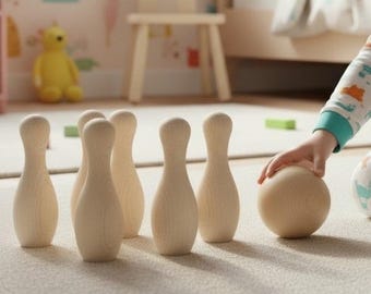 木製ボーリングセット、幼児用スキットルズゲーム、ブナ材