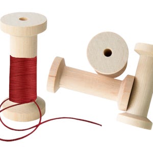 Set of 5 2.75&quot; Large Wood Spools Ribbon Holder Thread Holder Thread Spool Ribbon Spool Fabric Sewing Spool Wood Spool Holder
