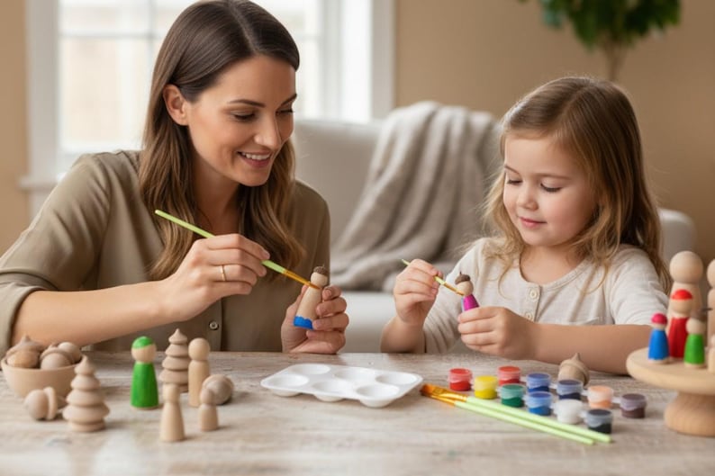 Kit di 5 pezzi per lavoretti autunnali con ghiande in legno, materiale naturale, giocattolo Waldorf Montessori, attività sensoriale, gioco di conteggio, decorazione autunnale. immagine 18