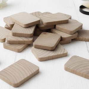 Bulk Wood Rectangle Craft Blank Unfinished Wood Pieces Jewelry Making Supplies Rounded Edge Design Rectangle Shape DIY Project Picture Tiles