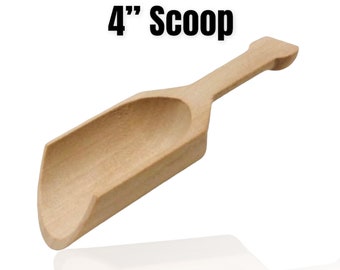 QTY 1- 4" Wooden Scoops-Sensory Wood Scoop, Candy Scoop, Bath Salt Scoop, Wedding Shower Favor, Wood Utensils, Mini Scoop, Baby Shower Favor