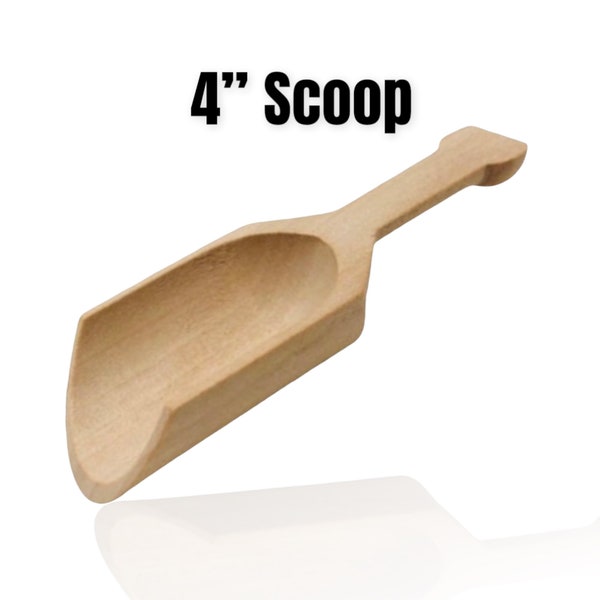 QTY 1- 4" Wooden Scoops-Sensory Wood Scoop, Candy Scoop, Bath Salt Scoop, Wedding Shower Favor, Wood Utensils, Mini Scoop, Baby Shower Favor