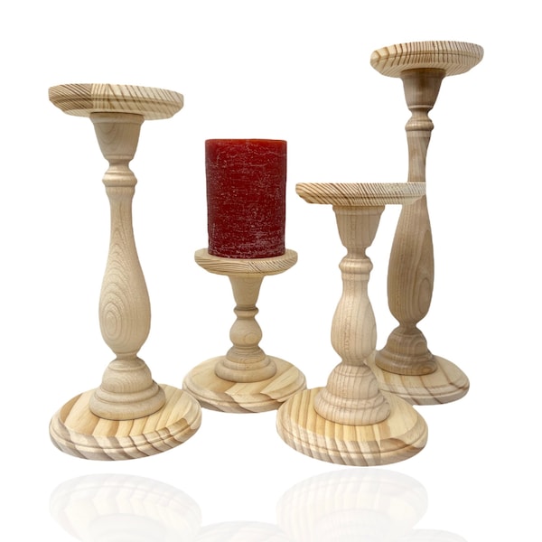 QTY 1- Wood Pillar Candlestick Holder, DIY Wedding Accents, Riser, Tall Candlestick Holder, Wedding Table Decor Holder, Centerpiece Idea