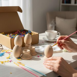 DIY Craft Kit Painting Wooden Egg Decorating Activity Child Art Project Creative Kid Gift Eco Friendly Sustainable Birthday Gift Unisex image 16