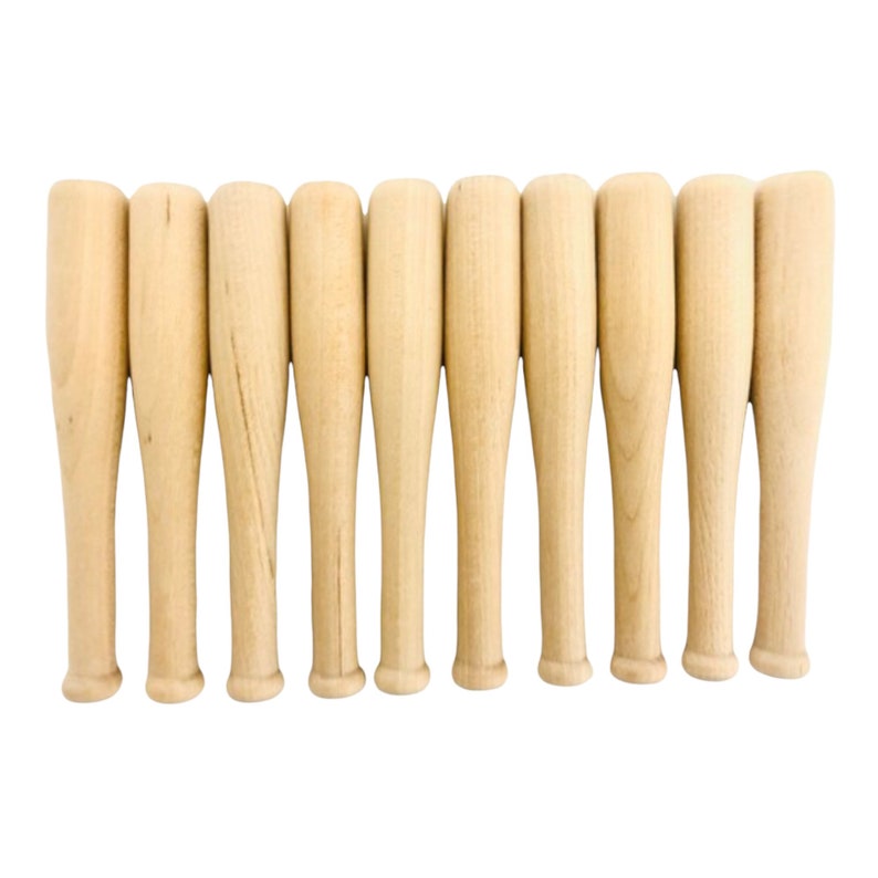 QTY 10 Mini Baseball Bats 4 long x 5/16 thick & 10 1/2 Wood Balls, Tiny Bat, Mini Wood Bat, Small Baseball Bat, Baseball Party Favor image 7