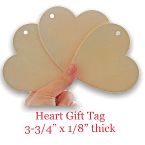 QTY 25 Wood Heart Tags, Choose 3-3/4 or 2-5/16 Sized Wood Heart Wedding Favor Tags, Wood Heart Gift Tags, Valentine Tags, Wood Shapes 3-3/4" x 3-3/4 inches