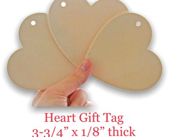 QTY 25- Wood Heart Tags, Choose 3-3/4" or 2-5/16" Sized Wood Heart Wedding Favor Tags, Wood Heart Gift Tags, Valentine Tags, Wood Shapes