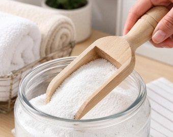 Wooden Bath Salt Scoop Kitchen Utensil Measuring Spoon Coffee Scoop Container Pantry Storage Bulk Bin Flour Grain Pet Food Farmhouse Gift