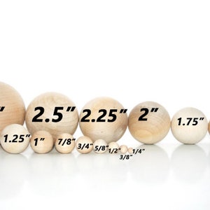 QTY 1- Various Sizes Wooden Balls, Wood Balls, Sorting Games, Math Game, Gnome Nose, Wood Balls, Natural Ball,Craft Balls, Solar System Ball